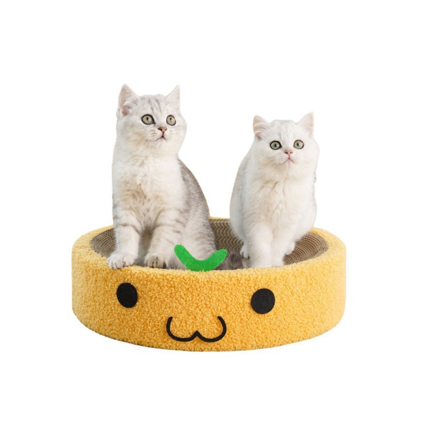 HelloDOG 玩具嚴選 貓玩具 瓦楞紙貓窩 可愛大眼咪咀 橙色 1個 [約41cm x 10cm] (img2)
