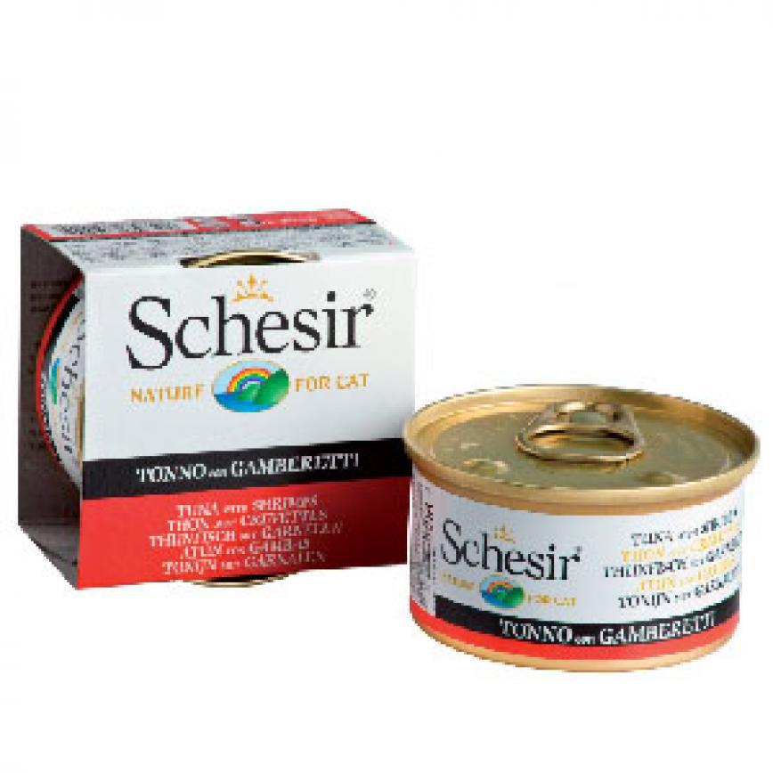 Schesir 啫喱貓罐頭 吞拿魚及鮮蝦飯 85g (img2)