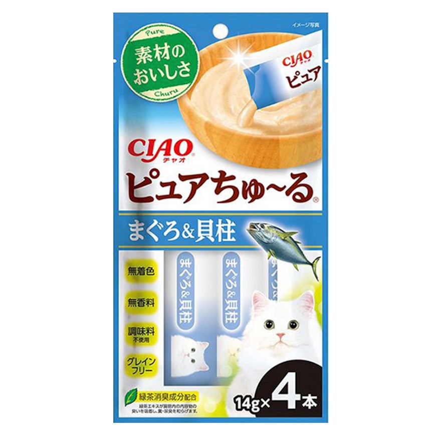 CIAO Cat Snacks Pure Churu Tuna & Scallop 14g×4 (TSC-212) (img2)