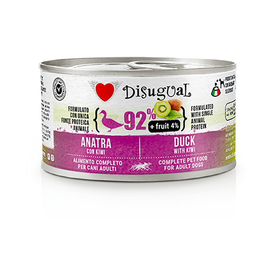 Disugual Canned Dog Food 92% Fresh Meat Grain-Free Duck & Kiwi 150g (FRUT102) | Made in Italy (img2)