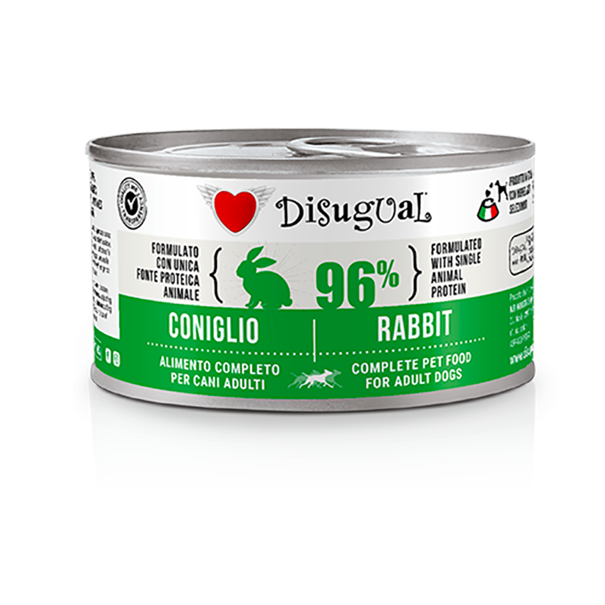 Disugual Canned Dog Food 96% Premium Fresh Meat Single Protein Recipe Rabbit 150g (DSGV107) | Made in Italy (img2)