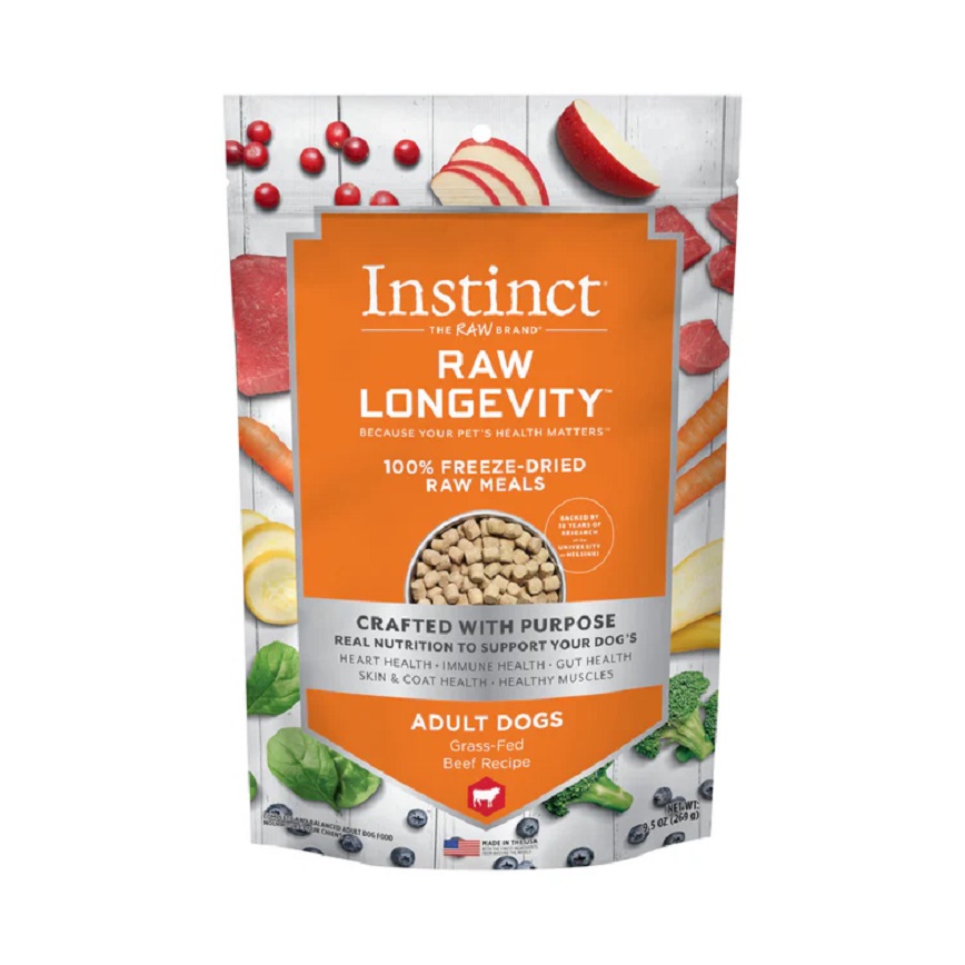 Nature's Variety Instinct Dry Dog Food Freeze-dried Raw Meat Main Food Longevity Series Beef for Adult Dogs 16oz (621324) (img2)