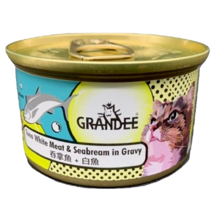 GRANDEE 貓罐頭 吞拿魚+白魚 80g (img2)