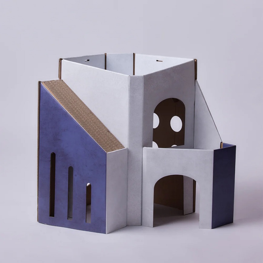 Pettellyava Mini Cat Mansion 摺疊式貓屋 D2 藍色莊園 (img2)