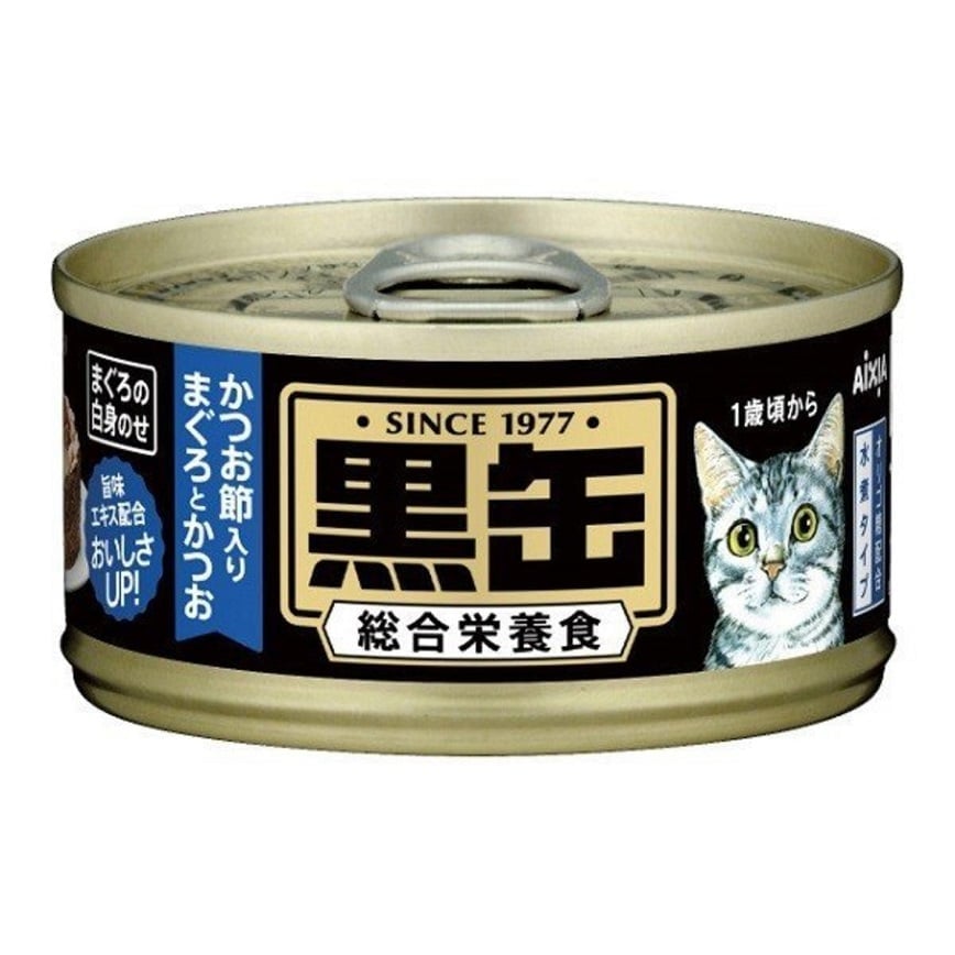 AIXIA 愛喜雅 貓罐頭 黑缶系列 金槍魚鰹魚加木魚片 80g (BCM-16) (img2)