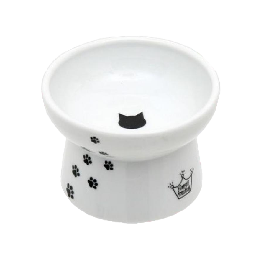 日本猫壱 necoichi ペット 陶瓷高腳寵物糧食碗 中碼 (腳印款) (貓犬用) DC-0703-SC02 (img2)