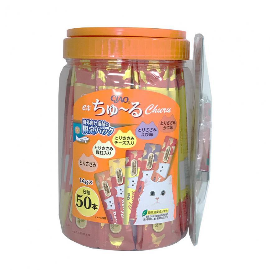 CIAO 肉泥 貓零食 綜合營養雞肉肉醬 14g 50本罐裝 (橙) - 限定品 (img2)