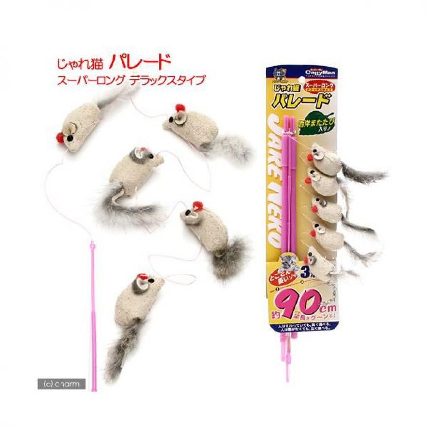 日本CattyMan 特長竿五鼠逗貓棒 (img2)