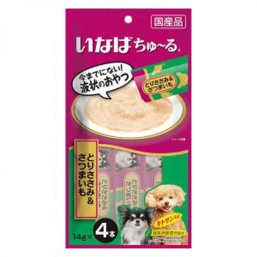 CIAO 狗零食 日本肉泥餐包 狗狗配方 雞肉紅薯肉醬 14g 4本入 (紫綠) (DS-118) (TBS) (img2)