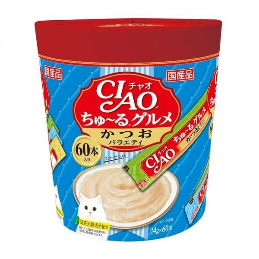 CIAO 肉泥 貓零食 鰹魚肉醬 14g 60本罐裝 (藍) (SC-221) (TBS) (img2)