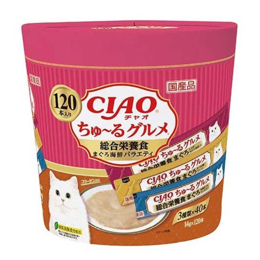 CIAO Cat Snacks Japanese Meat Paste Comprehensive Nutrition Combo Pack Tuna seafood mix 14g x 120 pieces SC-21 (img2)