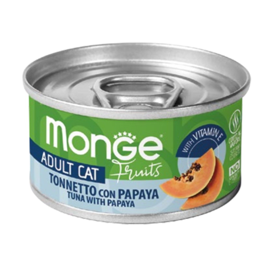 Monge FRUITS Cat Canned Food Recipe with Chicken & Flakes with Papaya for Adult 80g (MO3260) (img2)