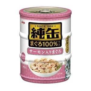 日本AIXIA 日本AIXIA 愛喜雅 貓罐頭 純缶系列 吞拿魚+三文魚 65g 3缶入 65g 正面圖