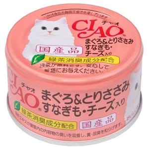 CIAO CIAO 貓罐頭 吞拿魚+芝士雞肝 85g 85g 正面圖
