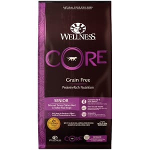 WELLNESS WELLNESS CORE 狗糧 無穀物 老犬配方 去骨雞及火雞 12lb 12lb 正面圖