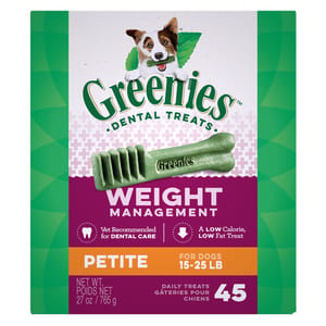Greenies Greenies 狗零食 WM Petite 體重管理潔齒骨 迷你犬用 45支 27oz 27oz 犬用 正面圖