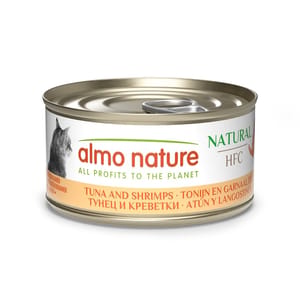 Almo Almo Nature HFC 貓罐頭 天然系列 吞拿魚+鮮蝦 70g 70g 正面圖