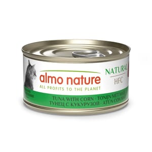 Almo Almo Nature HFC 貓罐頭 天然系列 吞拿魚+粟米 70g 70g 正面圖