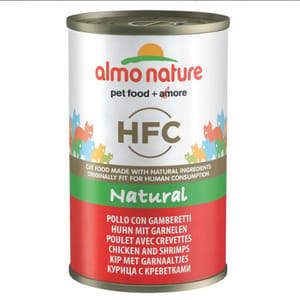 Almo Almo Nature HFC 貓罐頭 雞肉+鮮蝦 140g 140g 正面圖