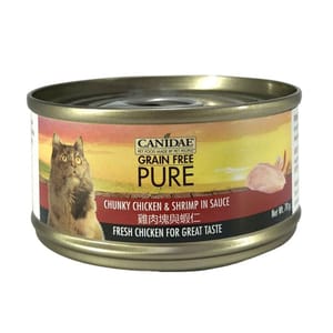 CANIDAE CANIDAE 咖比 PURE 貓罐頭 雞肉塊及蝦仁 70g 70g  正面圖