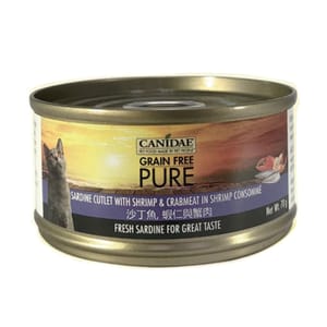 CANIDAE CANIDAE 咖比 PURE 貓罐頭 沙丁魚+蝦仁及蟹肉 70g 70g 正面圖