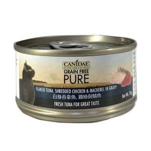 CANIDAE CANIDAE 咖比 PURE 貓罐頭 白身吞拿魚+雞絲及鯖魚 70g 70g  正面圖