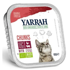Yarrah Yarrah 貓罐頭 有機雞塊 牛肉 100g 100g 正面圖