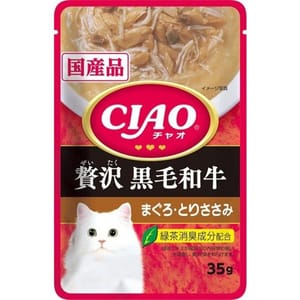 CIAO CIAO 貓濕糧 日本奢華軟包系列 極上黑毛和牛 35g 35g 正面圖