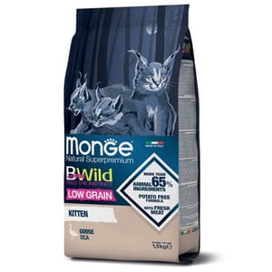 Monge Monge Bwild 貓糧 低穀物野生系列 幼貓配方 鵝肉 1.5kg 5kg 正面圖