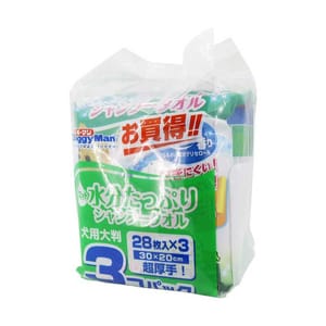 DoggyMan DoggyMan 日本狗用品 愛犬用清潔濕紙巾 28枚 1袋3包 3包 狗用 正面圖