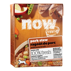 now now FRESH 狗濕糧 無穀物濕糧 全犬配方 骨湯燉豬肉粒 354g 354g 正面圖