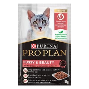 PURINA PURINA PROPLAN 冠能 貓濕糧 成貓美毛亮麗配方 醬汁三文魚 85g 85g 背面圖