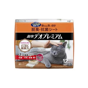 日本花王 日本花王 脫臭抗菌寵物尿片 尿墊 貓砂盆專用 升級超快脫臭 12枚 正面圖