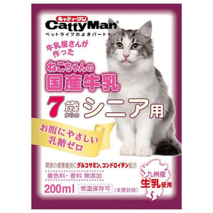 日本CattyMan 日本CattyMan 高齡貓用 日本國產牛乳牛奶 200ml 200ml 貓用 正面圖