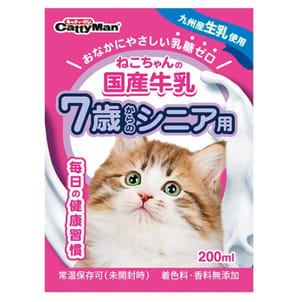 日本CattyMan 日本CattyMan 高齡貓用 日本國產牛乳牛奶 200ml 200ml 貓用 正面圖