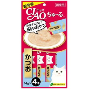 CIAO CIAO 肉泥 貓零食 鰹魚肉醬 14g 4本入 14g 正面圖