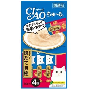 CIAO CIAO 肉泥 貓零食 金槍魚+扇貝肉醬 14g 4本入 14g 正面圖