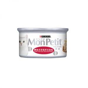 MonPetit MonPetit 貓罐頭 銀罐系列 鰹魚吞拿魚伴木魚乾 80g 80g  正面圖