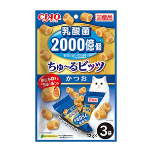 CIAO CIAO 貓零食 日本2000億個乳酸菌 鰹魚軟心零食粒 CS-202 12g 3袋入 12g  正面圖