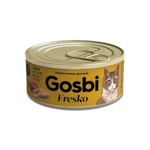 Gosbi Gosbi Fresko 無穀物貓罐頭 成貓配方 吞拿魚及果凍三文魚 70g 70g  正面圖