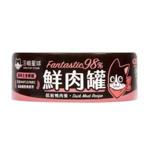 汪喵星球 汪喵星球 貓罐頭 DogCatStar 貓用98% 鮮肉無膠主食罐 低敏鴨肉 80g 80g 貓用 正面圖