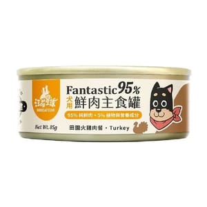 汪喵星球 汪喵星球 狗罐頭 DogCatStar 狗狗95%鮮肉無膠主食罐 田園火雞 80g 80g  正面圖
