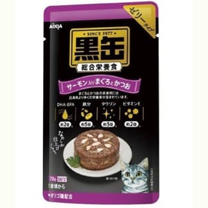日本AIXIA 日本AIXIA 愛喜雅 黑缶系列 綜合營養啫哩濕糧包 三文魚+金槍魚+鰹魚 70g 70g 正面圖