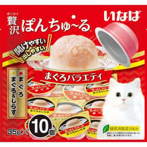 日本INABA 日本INABA 貓零食 豪華啫喱 金槍魚及白飯魚 35g 10個入 35g  正面圖