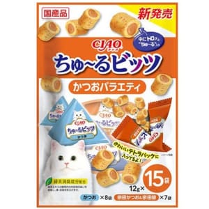 CIAO CIAO 貓零食 日本零食粒 鰹魚味 12g 15袋入 12g  正面圖