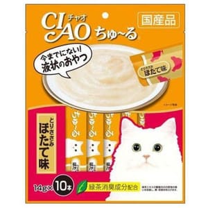 CIAO CIAO 肉泥 貓零食 雞肉及扇貝味 14g 10本入 14g 正面圖