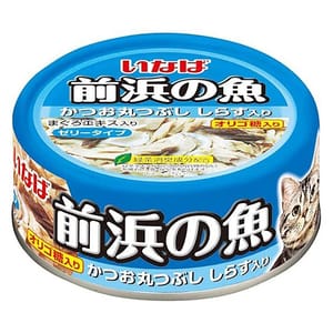 CIAO CIAO 貓罐頭 INABA 前浜の魚 原條拆肉鰹魚+白飯魚 115g 115g  正面圖