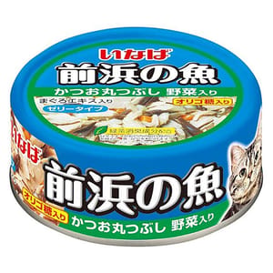CIAO CIAO 貓罐頭 INABA 前浜の魚 鰹魚+野菜 115g 115g 正面圖