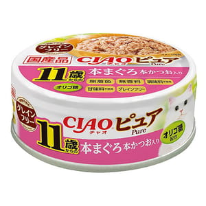 CIAO CIAO 貓罐頭 Pure系列 11歲以上 金槍魚+鰹魚 70g 70g 正面圖