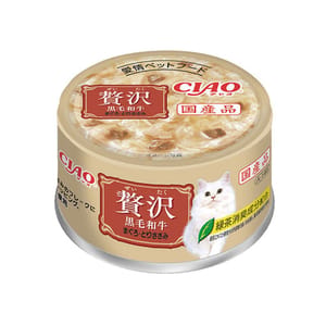 CIAO CIAO 貓罐頭 豪華貓罐頭 黑毛和牛+金槍魚+雞肉 80g 80g 正面圖